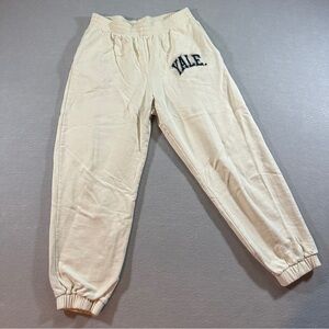 ZARA Yale University Collegiate Joggers Sweatpants Cream Size Large Logo Graphic